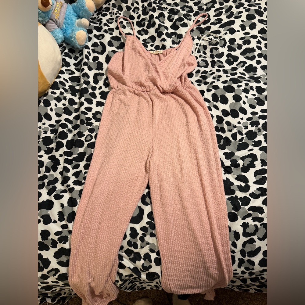 Rolla Coster Dusty Pink Ribbed Sleeveless Jumpsuit